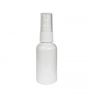 FLACON PET 50ML ALB 8GR + ATOMIZOR CU CAPAC